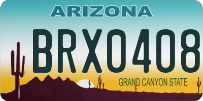 AZ license plate BRX0408