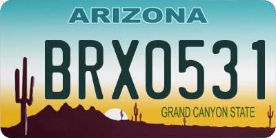 AZ license plate BRX0531