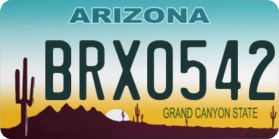 AZ license plate BRX0542