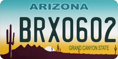 AZ license plate BRX0602
