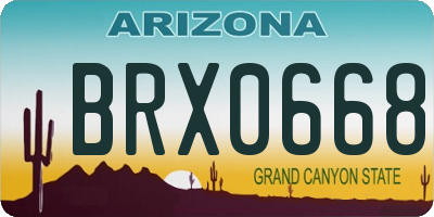 AZ license plate BRX0668
