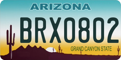 AZ license plate BRX0802