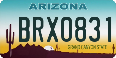 AZ license plate BRX0831