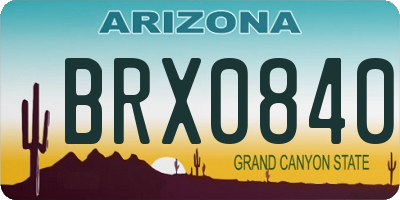 AZ license plate BRX0840