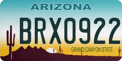 AZ license plate BRX0922
