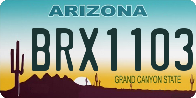 AZ license plate BRX1103