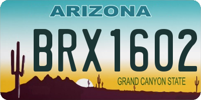 AZ license plate BRX1602