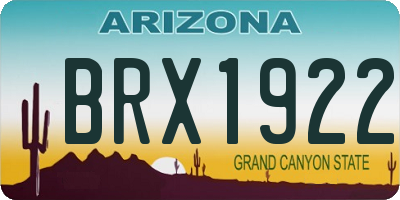 AZ license plate BRX1922