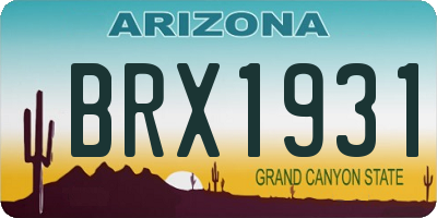 AZ license plate BRX1931