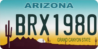 AZ license plate BRX1980