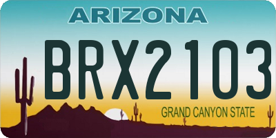AZ license plate BRX2103