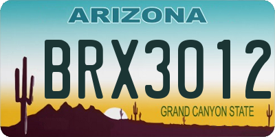 AZ license plate BRX3012