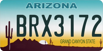 AZ license plate BRX3172