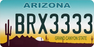 AZ license plate BRX3333