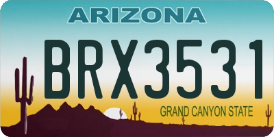 AZ license plate BRX3531