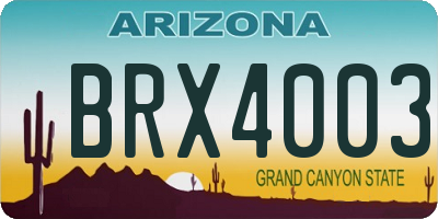 AZ license plate BRX4003