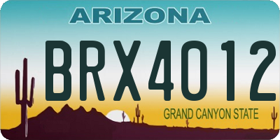 AZ license plate BRX4012