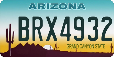 AZ license plate BRX4932