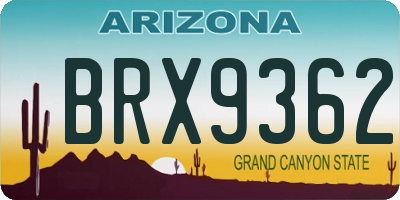 AZ license plate BRX9362