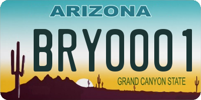 AZ license plate BRY0001