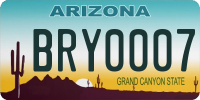 AZ license plate BRY0007