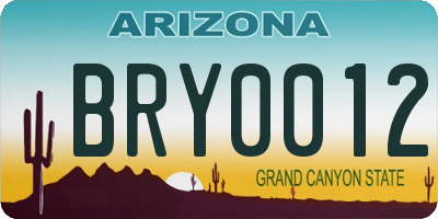 AZ license plate BRY0012