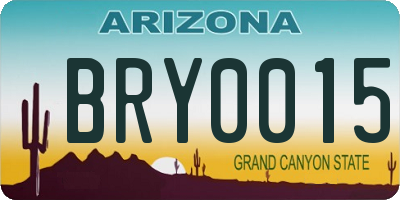AZ license plate BRY0015