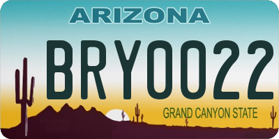 AZ license plate BRY0022