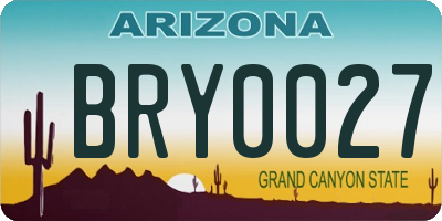 AZ license plate BRY0027