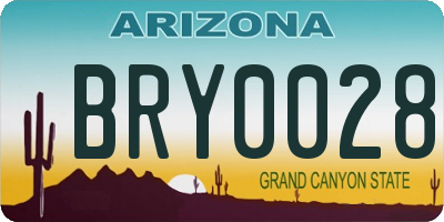 AZ license plate BRY0028