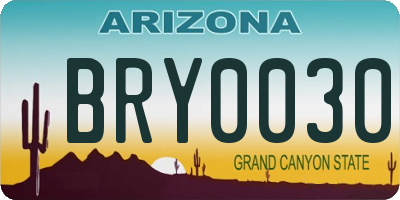AZ license plate BRY0030