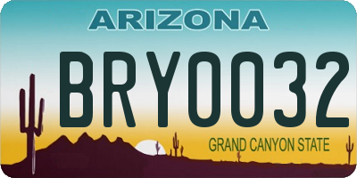 AZ license plate BRY0032