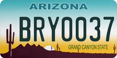 AZ license plate BRY0037