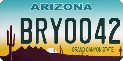 AZ license plate BRY0042
