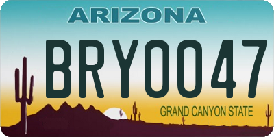 AZ license plate BRY0047