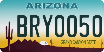 AZ license plate BRY0050