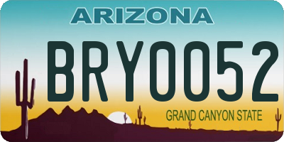 AZ license plate BRY0052