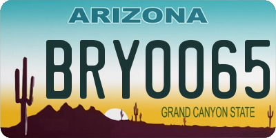 AZ license plate BRY0065