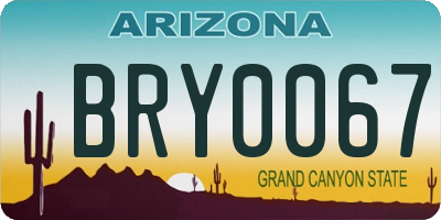 AZ license plate BRY0067