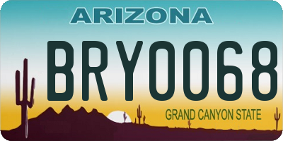 AZ license plate BRY0068
