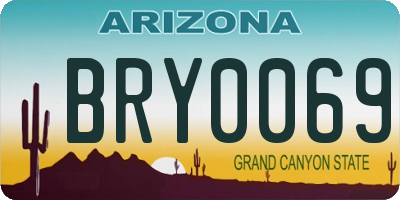 AZ license plate BRY0069