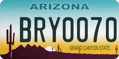 AZ license plate BRY0070
