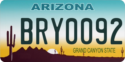 AZ license plate BRY0092