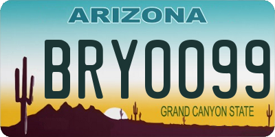AZ license plate BRY0099