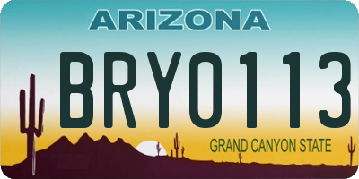 AZ license plate BRY0113