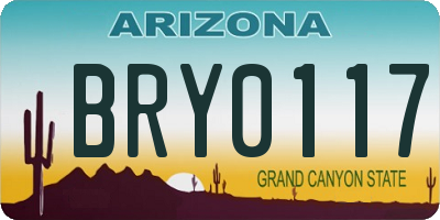 AZ license plate BRY0117