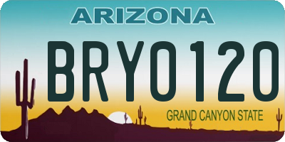 AZ license plate BRY0120