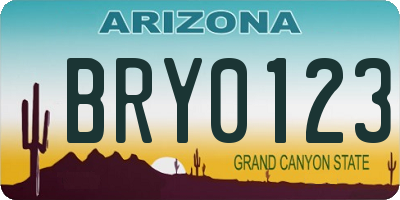 AZ license plate BRY0123