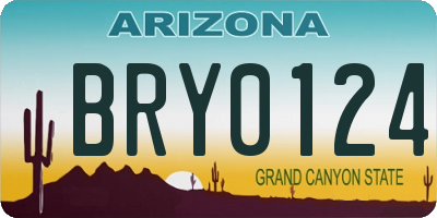 AZ license plate BRY0124
