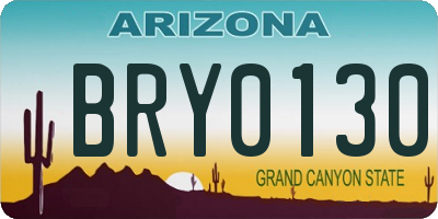 AZ license plate BRY0130